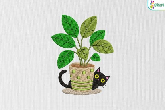 Curious Cat Plant Pot: A Charming Addition to Your Embroidery Line