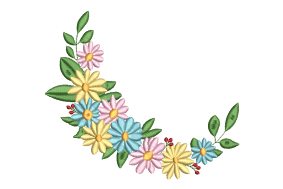 Curved Spring Daisies – Floral Corner: A Designer’s Review for Gift Embroidery