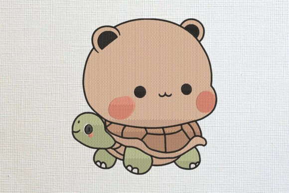 Cute Bear Inside a Turtle Shell Embroide