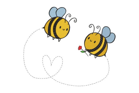 Cute Bee Couple Heart Embroidery Review