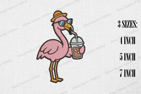 Cute Flamingo Loves Iced Coffee Embroidery Review