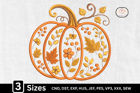Floral Autumn Leaves Pumpkin