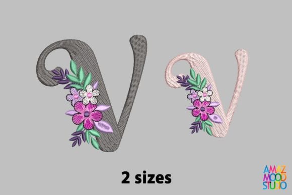 Letter V Floral Monogram: A Fresh Touch for Personalized Embroidery