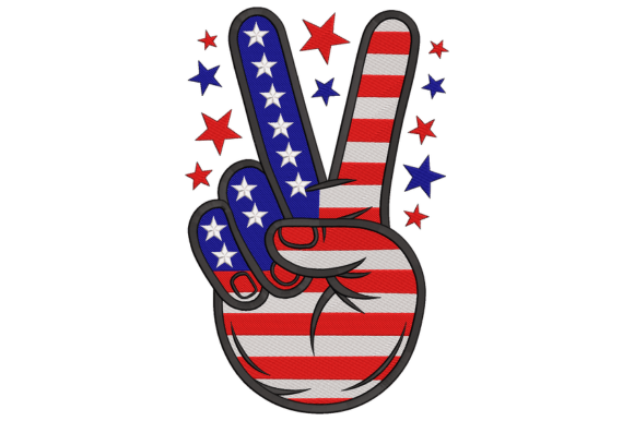 Patriotic Peace Sign Hand: A Fresh Take on American-Inspired Embroidery