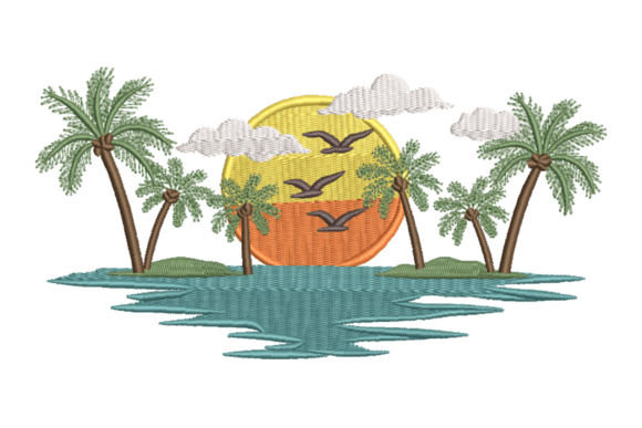 Tropical Sunset Island Embroidery Design Review